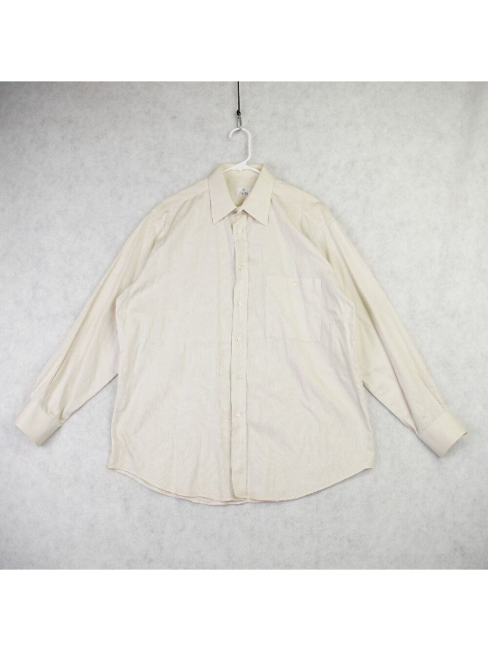 Zanella Mens Long Sleeve Button Up Shirt Size 42-16.5 Dress Shirt Cream Italy
